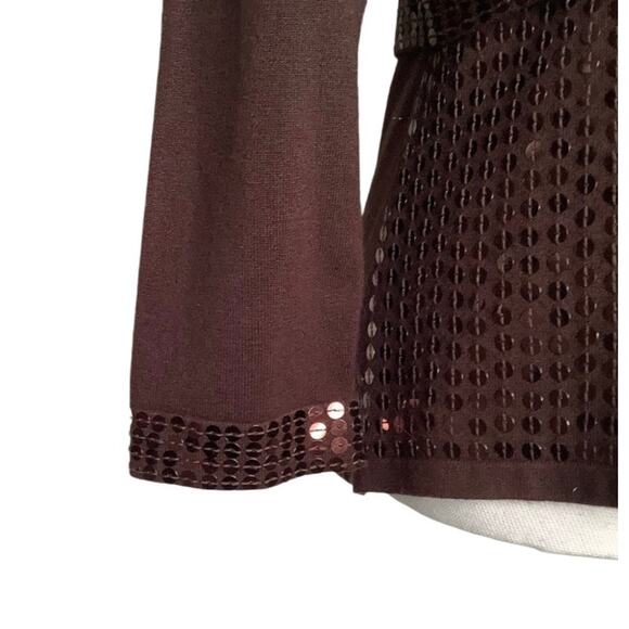 By Artisan Brown Sequin Sweater Shell And Cropped Cardigan Set Large - Picture 3 of 9